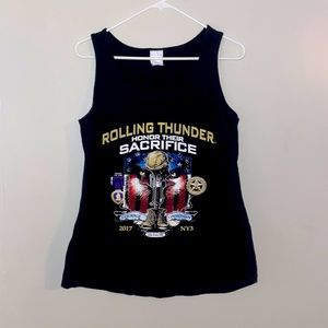 Large black, rolling thunder POW tank top